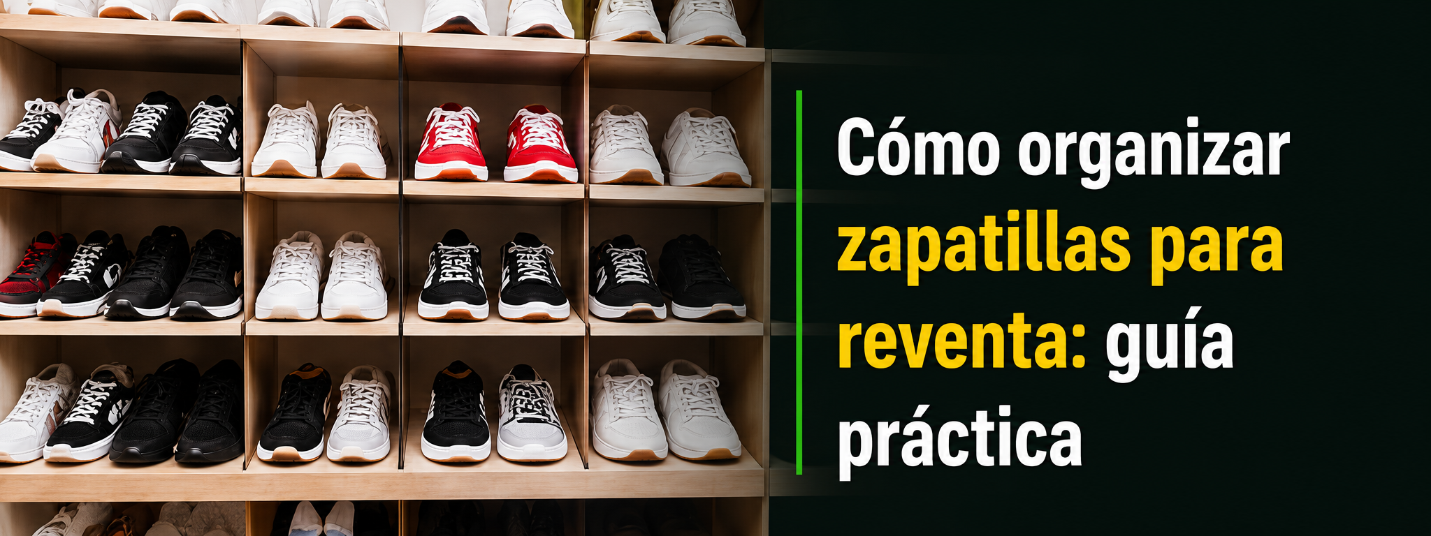 Zapatillas organizadas en estantes para controlar el stock de una reventa